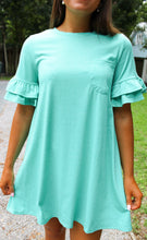 Load image into Gallery viewer, Green Ruffle Basic Tee Dress