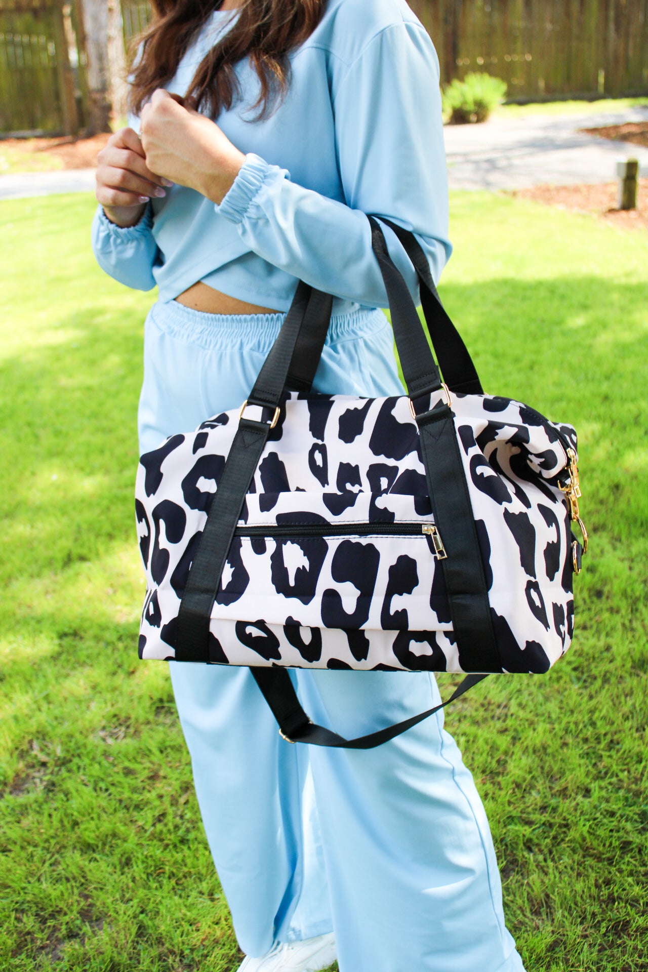 Black Leopard Print Weekend Bag