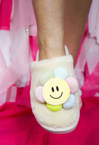 Happy Flower Slippers in Ivory
