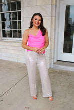 Load image into Gallery viewer, Sleigh All Day Flare Sequin Pants in Champagne