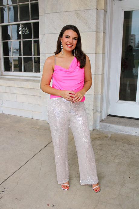 Sleigh All Day Flare Sequin Pants in Champagne