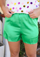 Load image into Gallery viewer, Feeling Lucky Green Satin Shorts