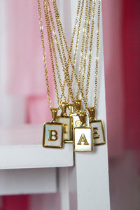 Pearl Initial Necklace - T