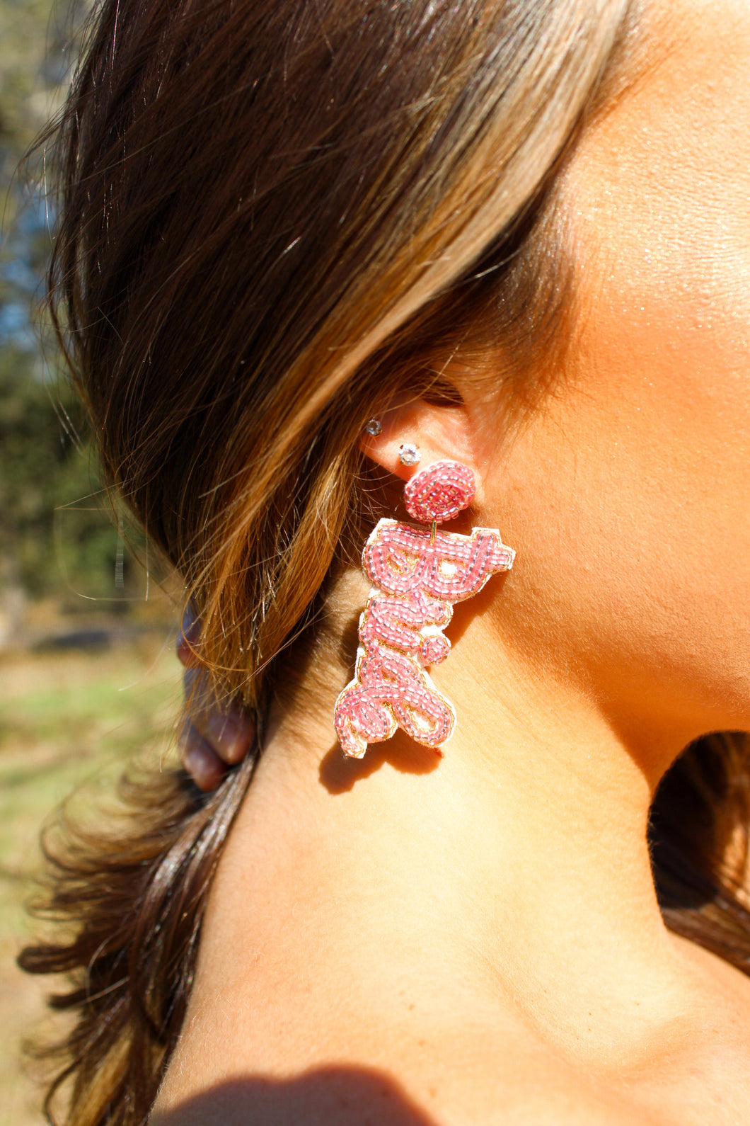 Bride Seed Bead Pink Earrings