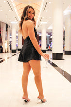 Load image into Gallery viewer, It’s A Black Tie Affair Sequin Halter Romper