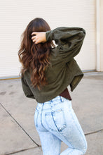 Load image into Gallery viewer, Feelings of Love Olive Cropped Corduroy Jacket