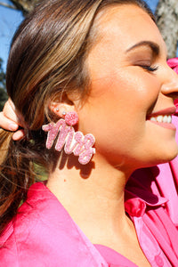 Mrs. Seed Bead Pink Earrings