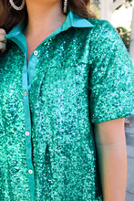Load image into Gallery viewer, All That Sparkles Green Sequin Babydoll Dress