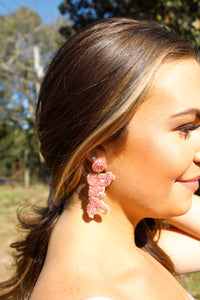 Bride Seed Bead Pink Earrings