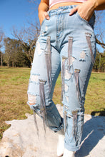Load image into Gallery viewer, Nashville Nights Rhinestone Chain Tassle Mom Jeans