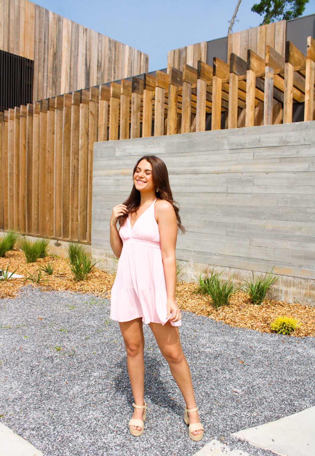 Something About The Sunshine Halter Dress in Light Pink