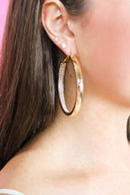 Load image into Gallery viewer, Gold Hoop Earrings with Crystal Inlay