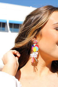 Happy Birthday Balloon Seed Bead Earrings in Multicolor