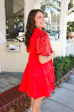 Load image into Gallery viewer, Filled With Love Babydoll Dress with Sequin Sleeves