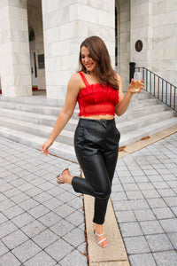 Headed Downtown Red Mesh Top